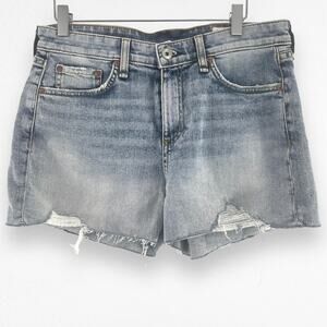 Rag & Bone Womens Size 26 Dre Low Rise Jean Shorts Blue Medium Wash Denim Cutoff